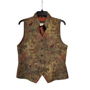 Vintage Tristan & Iseut Floral Victorian-Inspired Tapestry Vest Multicolor